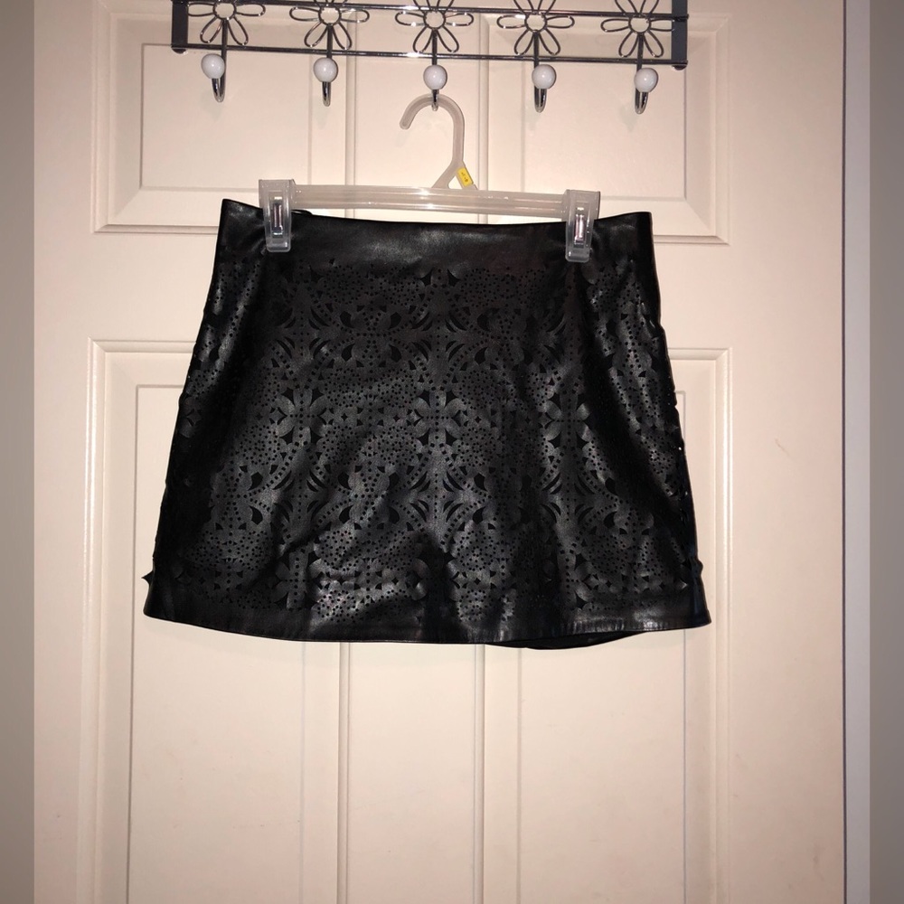 Black leather skirt